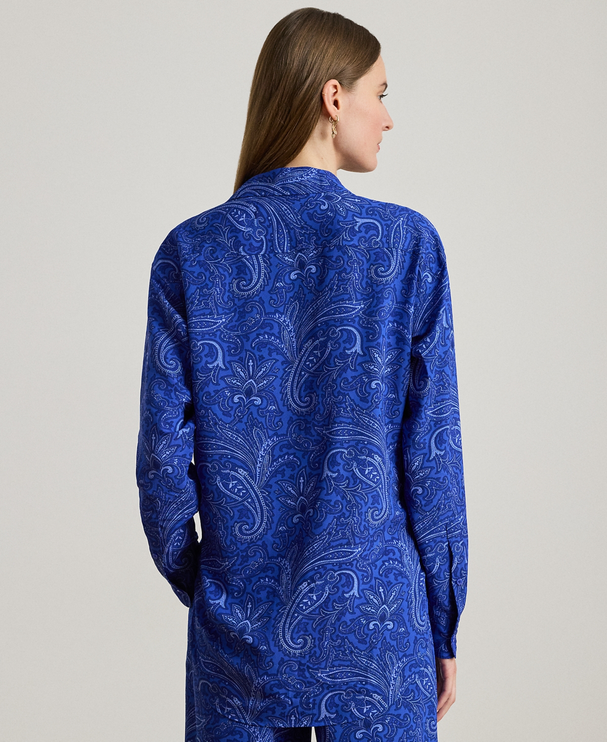 Lauren Ralph Petite Long-Sleeve Paisley Crepe Shirt