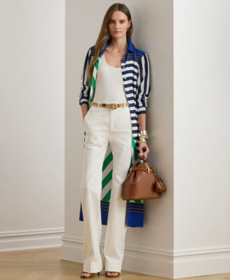 Petite Striped Point Collar Shirt Dress