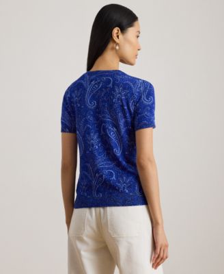 Petite Paisley Short-Sleeve Sweater