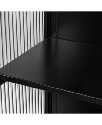 27.56" Two-Door Wall Cabinet with Glass Doors and Three-Tier Storage for Entryway, Living Room, or Bathroom