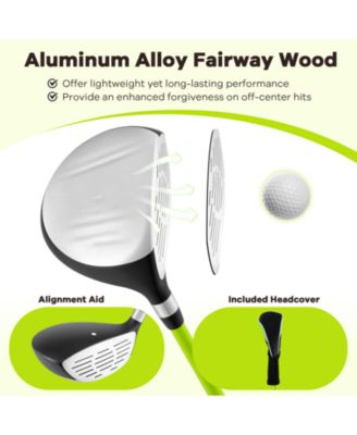 34 Inch 165CC Junior #3 Fairway Wood Golf Club with Fiberglass Shaft for Kids Ages 8-10