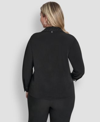 Plus Size Knot-Front Long-Sleeve Top