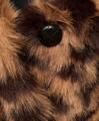 Women's Fur-Effect Leopard-Print Coat