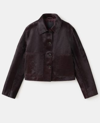 Women's Fur Pockets Leather Jacket