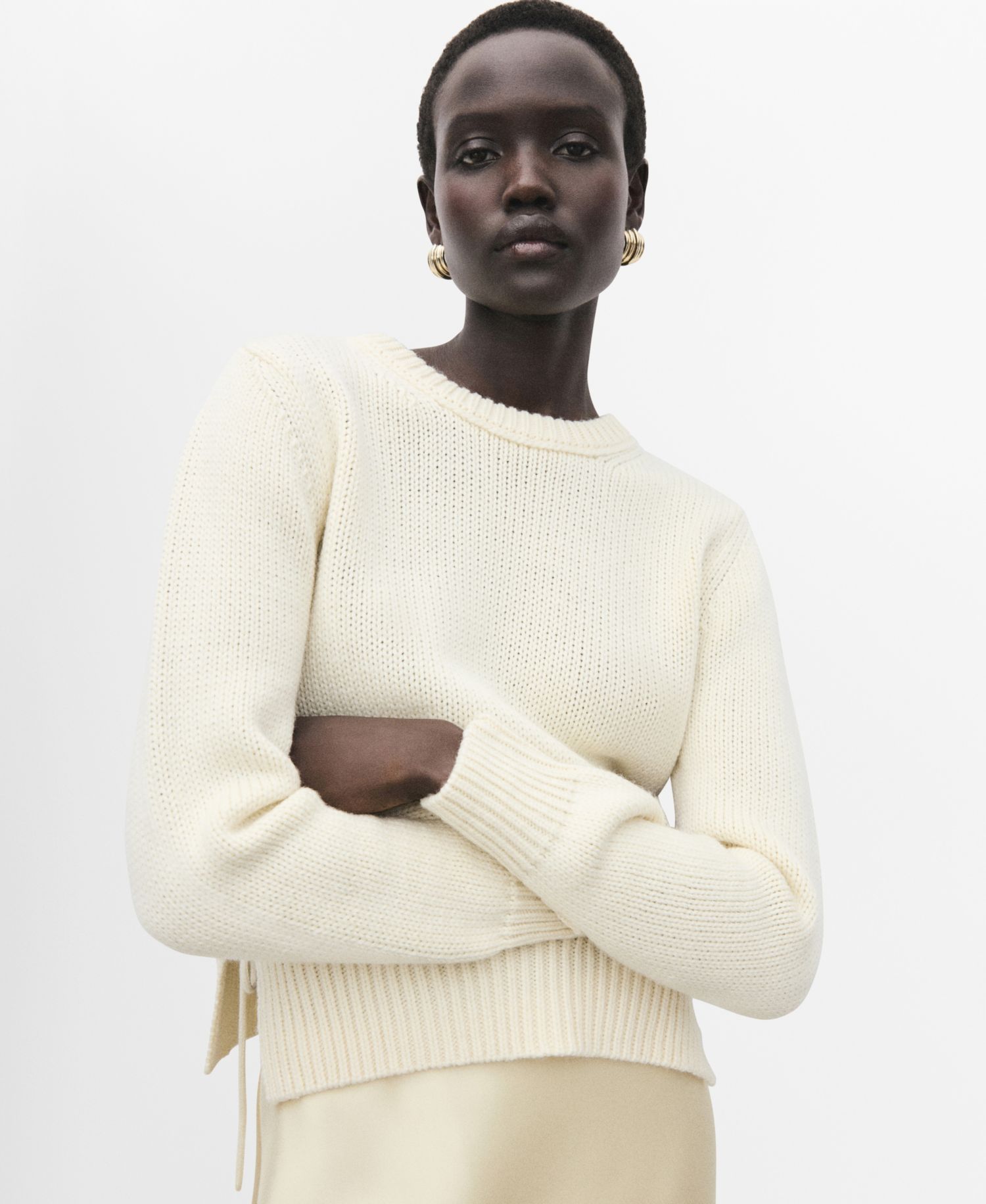 Women's Tie Slits Knitted Sweater