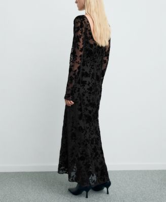 Women's Bell Sleeves Floral Jacquard Dress