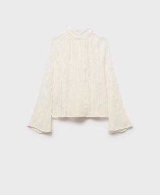 MANGO - Women's Bow Textured Blouse