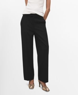 MANGO - Women's Mid-Rise Cropped Straight-Leg Pants