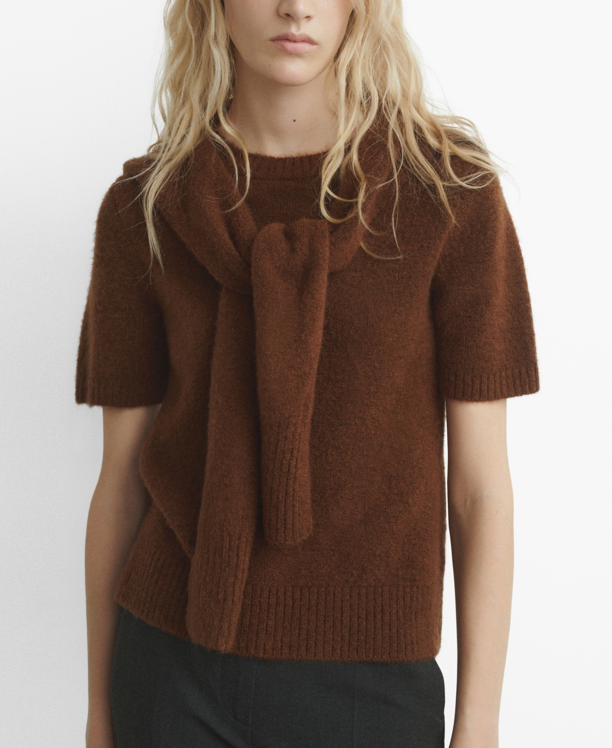 Mango Women's Short-Sleeved Combined Sweater