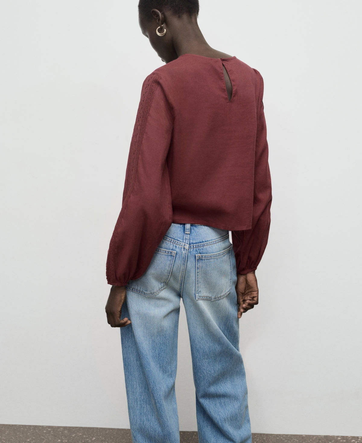 Mango Women's Embroidered Puff-Sleeve Blouse