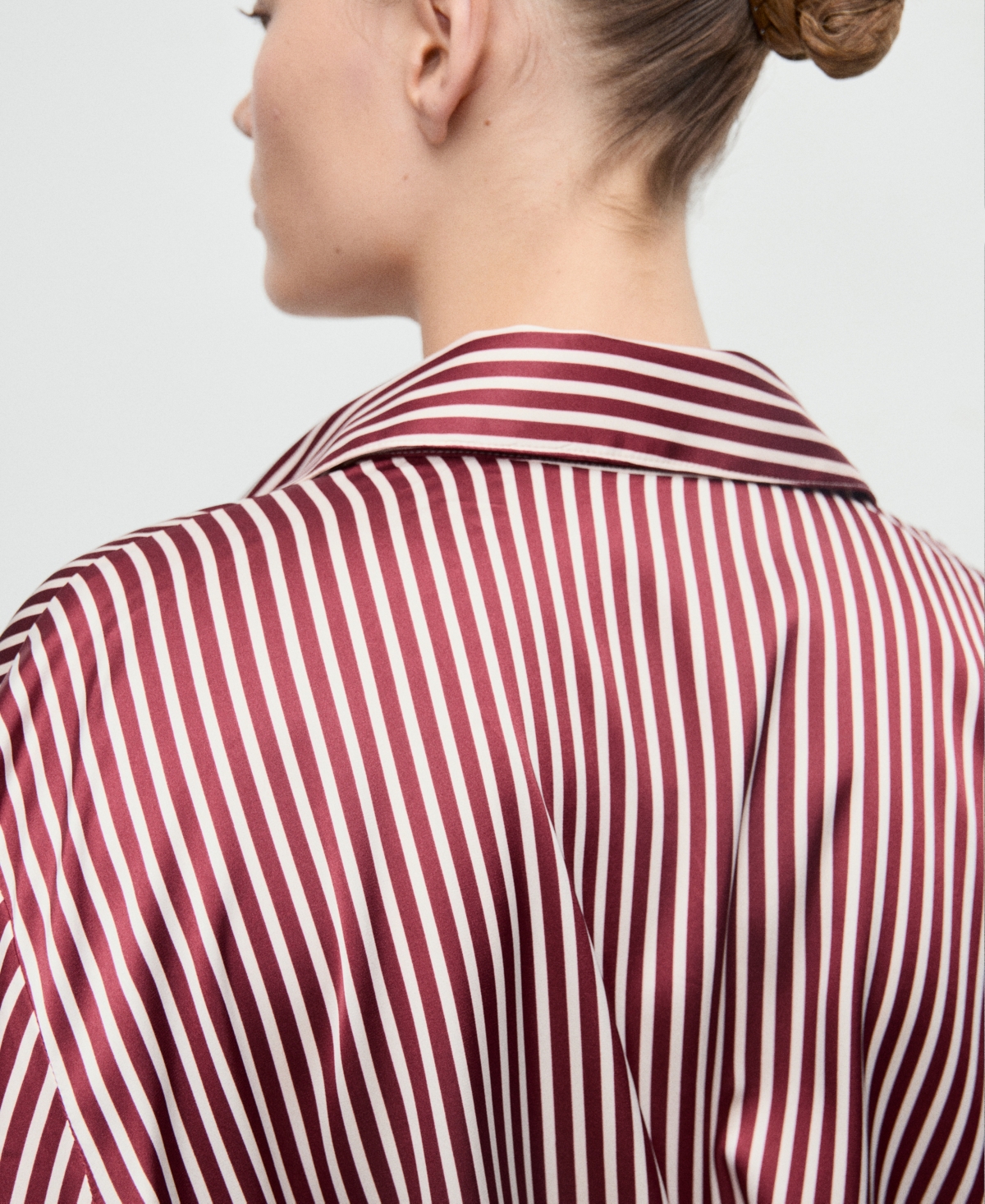 Mango Combined Stripe Button-up Shirt In Burgundy