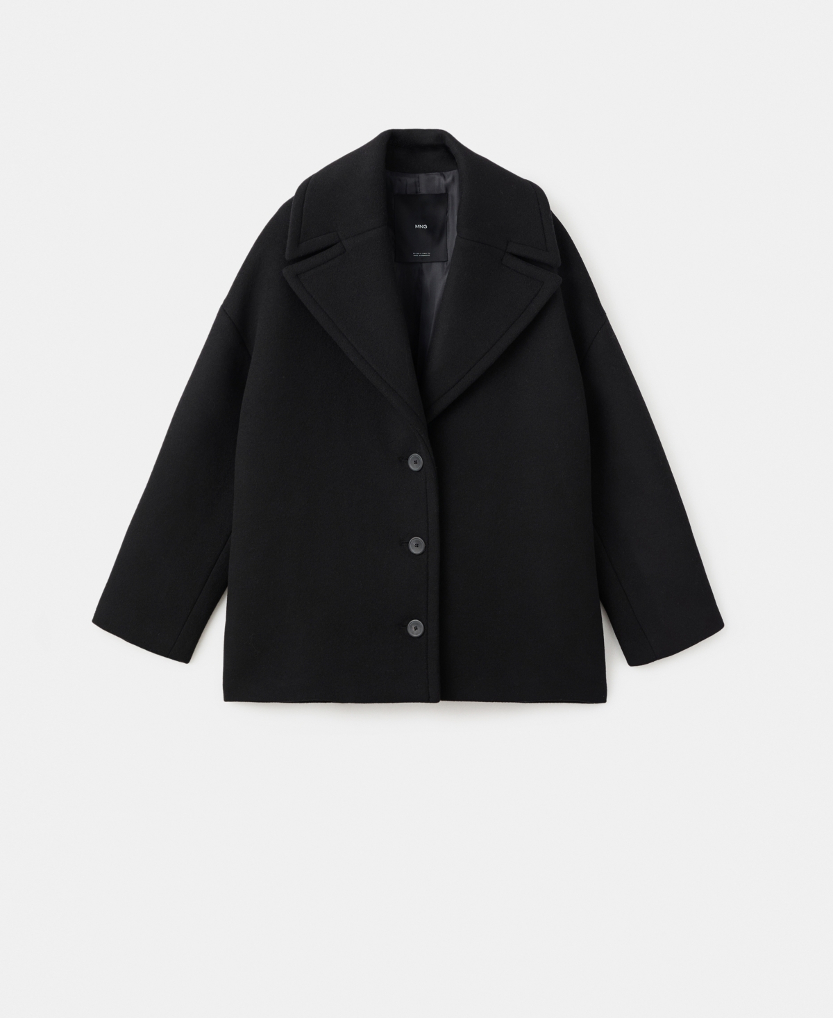 Mango Women's Oversized Short Wool Coat In Black
