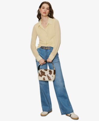 Women's Fitted Mesh Button Down Shirt