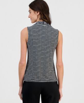 Women's Sleeveless Triple Pleat V-Neck Top