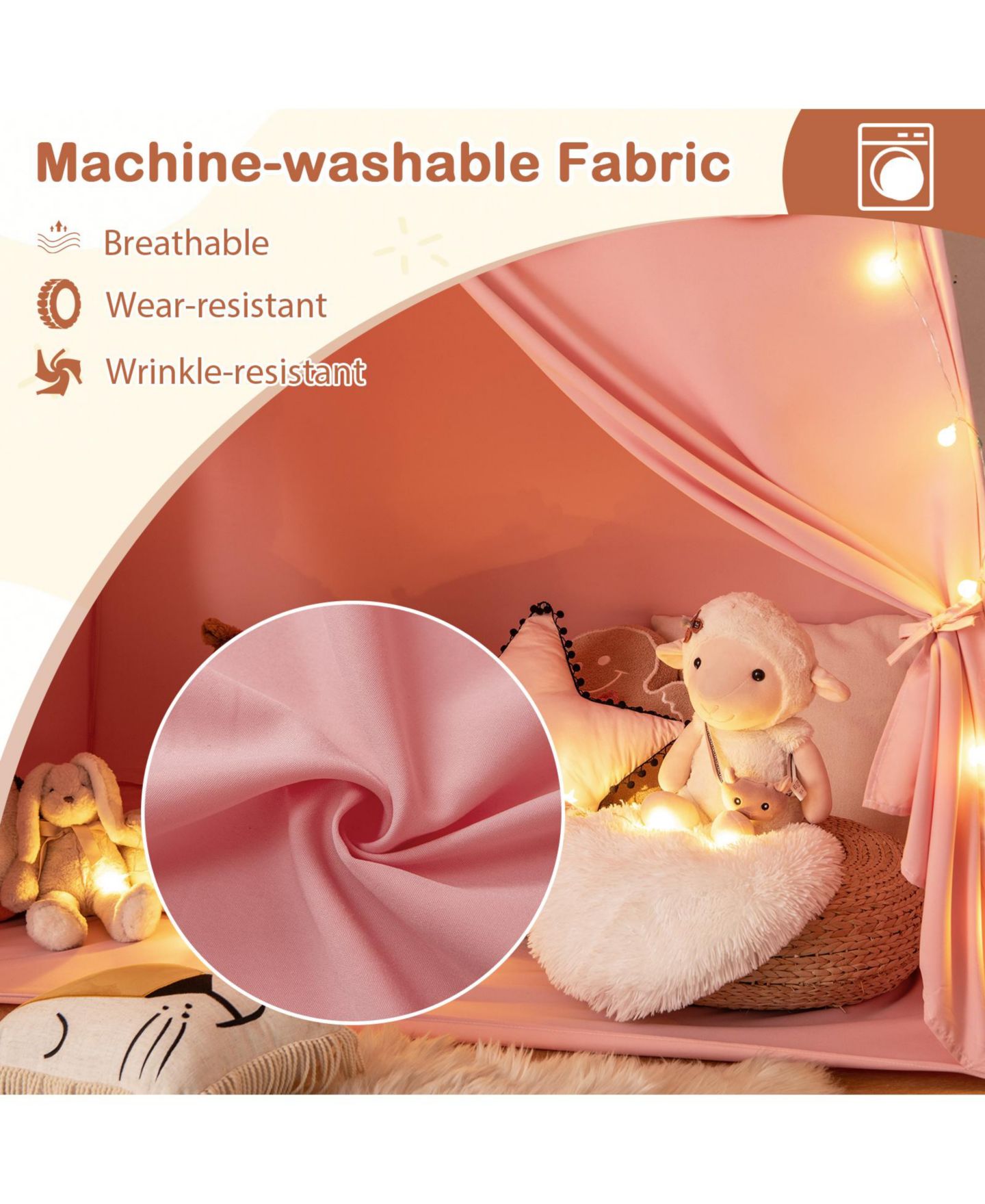 Детская игрушка SKONYON Extra Large String Lights Playhouse Tent, Ages 3+, цвет: Розовый — фото 8