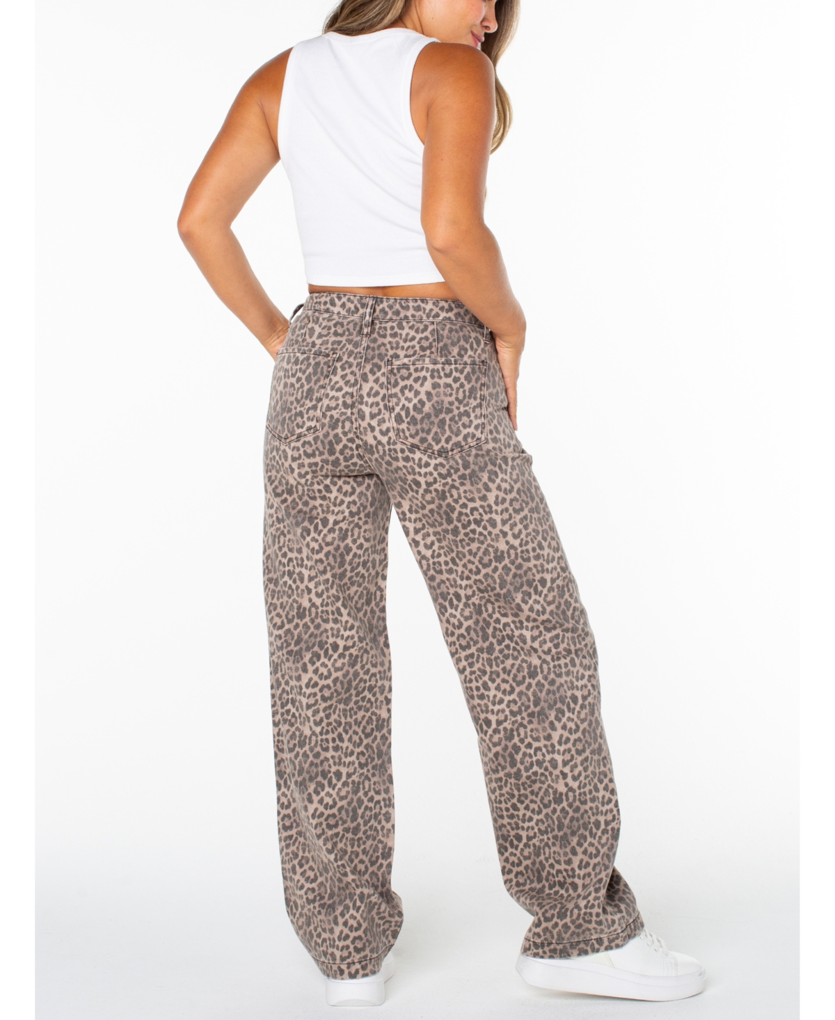 Celebrity Pink Juniors' Leopard-Print Wide-Leg Jeans