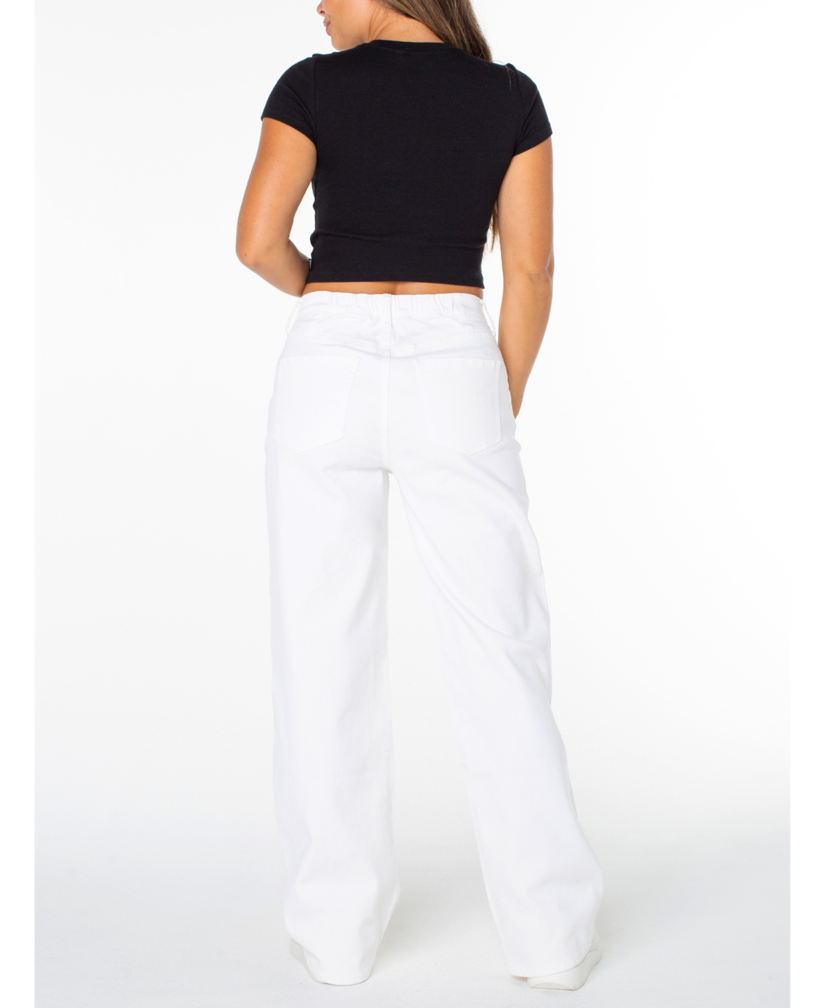 Celebrity Pink Juniors' High-rise Wide-leg Jeans In White