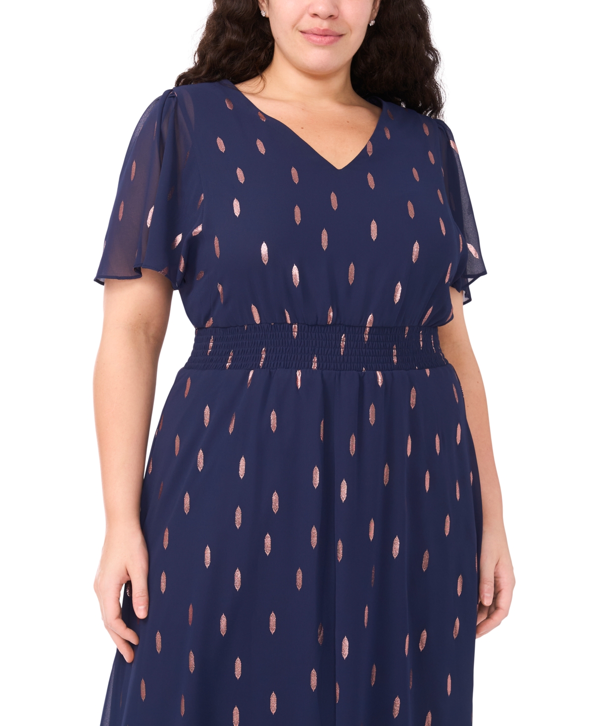 Msk Plus Size Smocked Waist Clip Maxi Dress In Blue