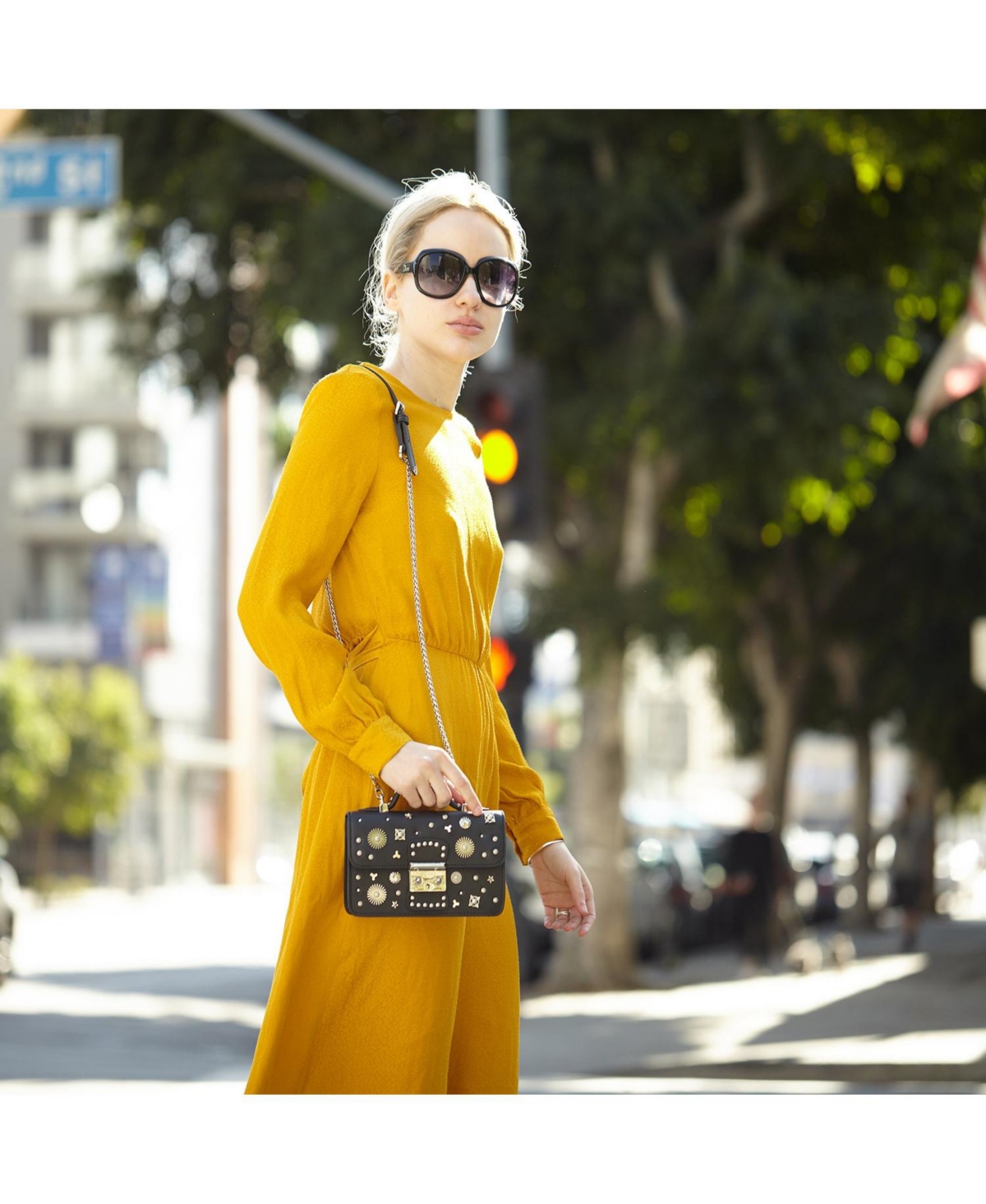 Susu Small Leather Crossbody Bag Studded Purse Top Handle Structured Handbag