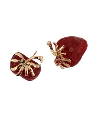 Women's The Strawberry Stud Earrings - Berry Red & California Gold
