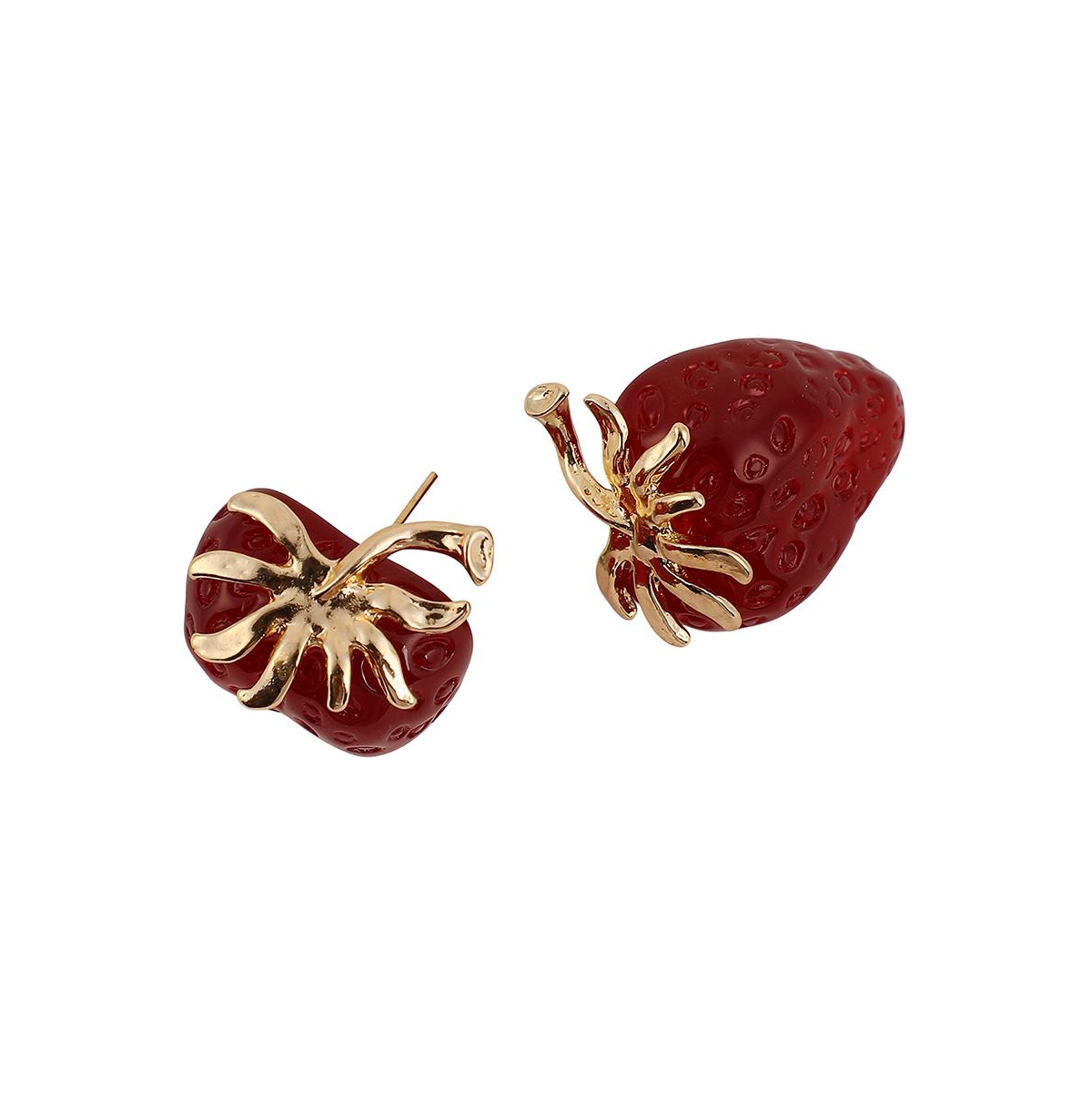 Women's The Strawberry Stud Earrings - Berry Red & California Gold
