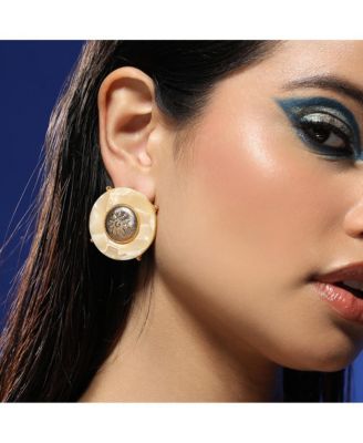 Women's The Tortoiseshell-Medallion Stud Earrings - California Gold