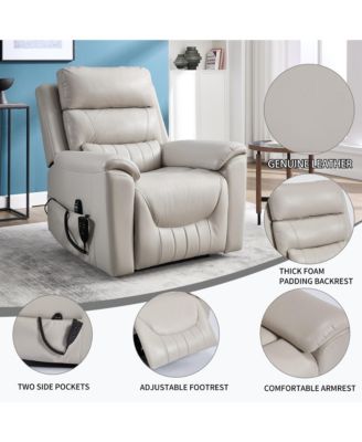Single Piece Faux Leather Dual Motor Infinite Position Power Lift 8-Point Vibration Massage Lumbar Heating Recliner Chair