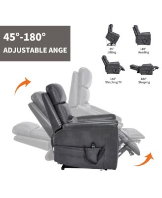 Single Piece Faux Leather Dual Motor Infinite Position Power Lift 8-Point Vibration Massage Lumbar Heating Recliner Chair