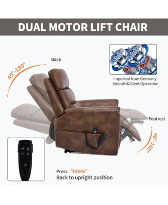 Single Piece Faux Leather Dual Motor Infinite Position Power Lift 8-Point Vibration Massage Lumbar Heating Recliner Chair
