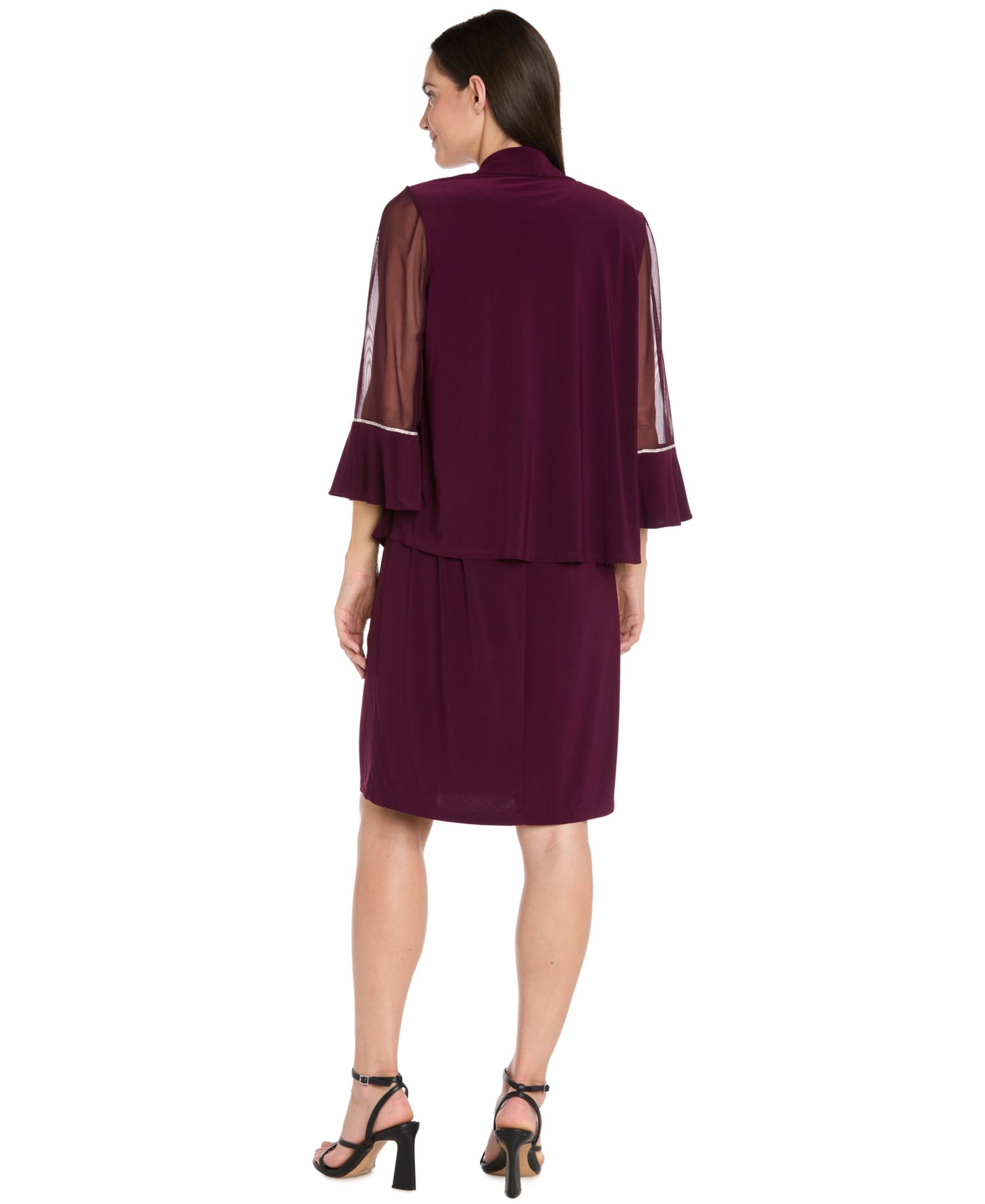 Women's 2-Piece Rhinestone Trim Detail Jacket Dress