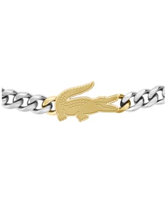 Men's Arthor Silver-Tone Stainless Steel with Yellow Gold Chain Bracelet
