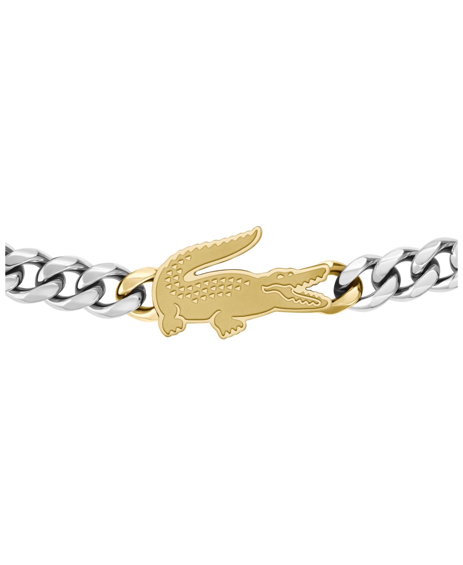 Men's Arthor Silver-Tone Stainless Steel with Yellow Gold Chain Bracelet