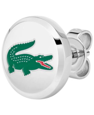 Men's Arthor Silver-Tone Stainless Steel with Enamel Crocodile Stud Earrings