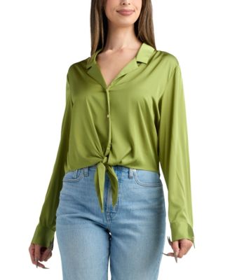 BCX - Women's Long-Sleeve Tie Front Top