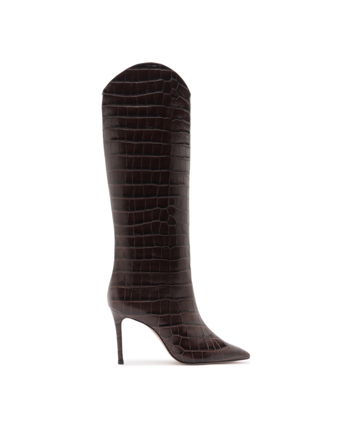 Schutz Women's Maryana Crocodile Embossed Knee High Stiletto Leather Boots In Black