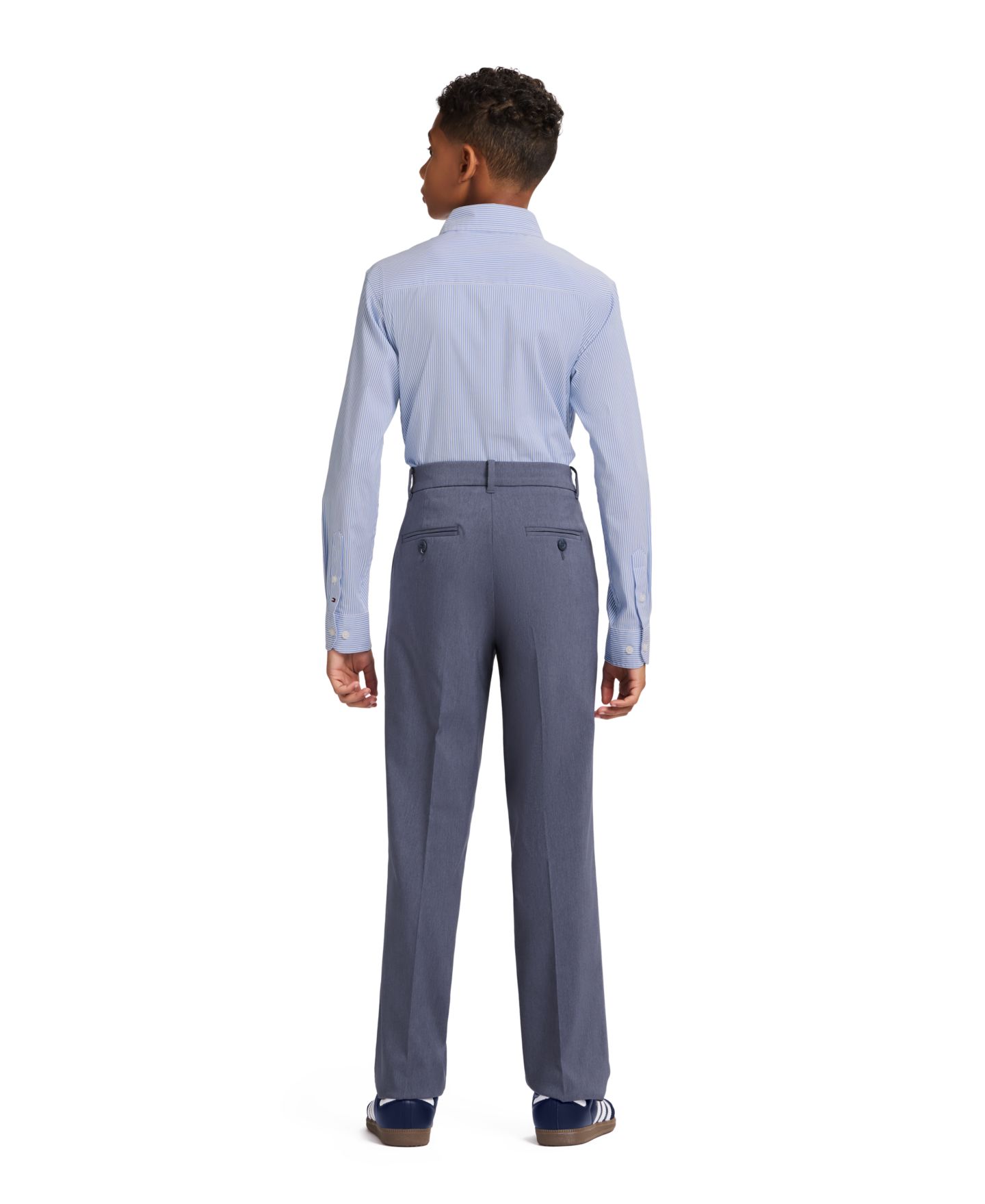 Рубашка Tommy Hilfiger Long Sleeve Striped Dress Shirt для мальчиков, цвет: Синий — фото 3