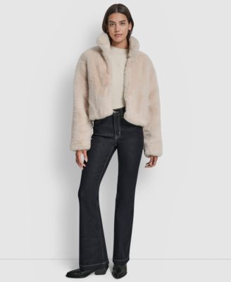 Women's Long-Sleeve Cropped Faux Fur Jacket
