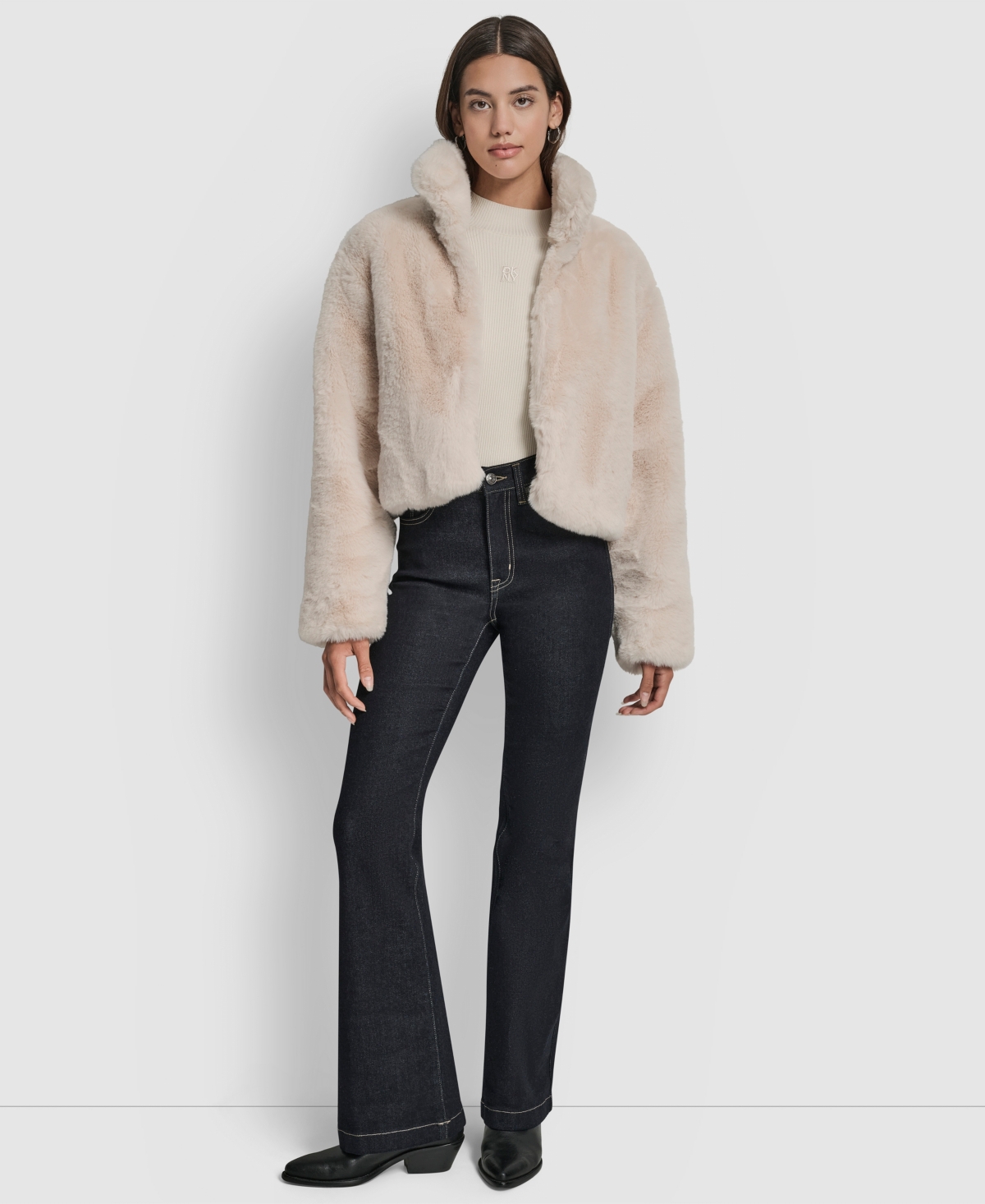 Dkny Jeans Women's Long-sleeve Cropped Jacket In Neutral