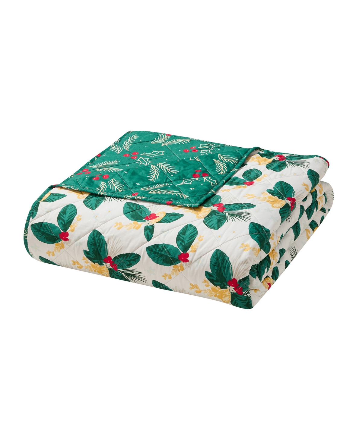 Hallmark Bedding Poinsettia Holiday 3-pc. Quilt Set, Full/queen In Green