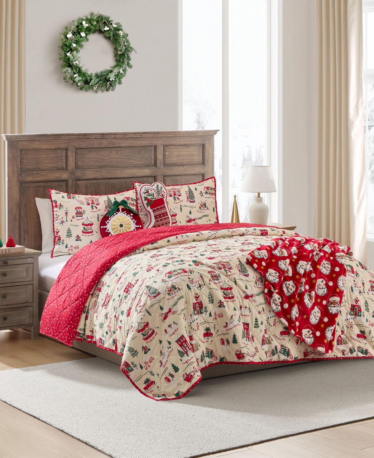 Hallmark Bedding Christmas Village Holiday 3-Pc. Quilt Set