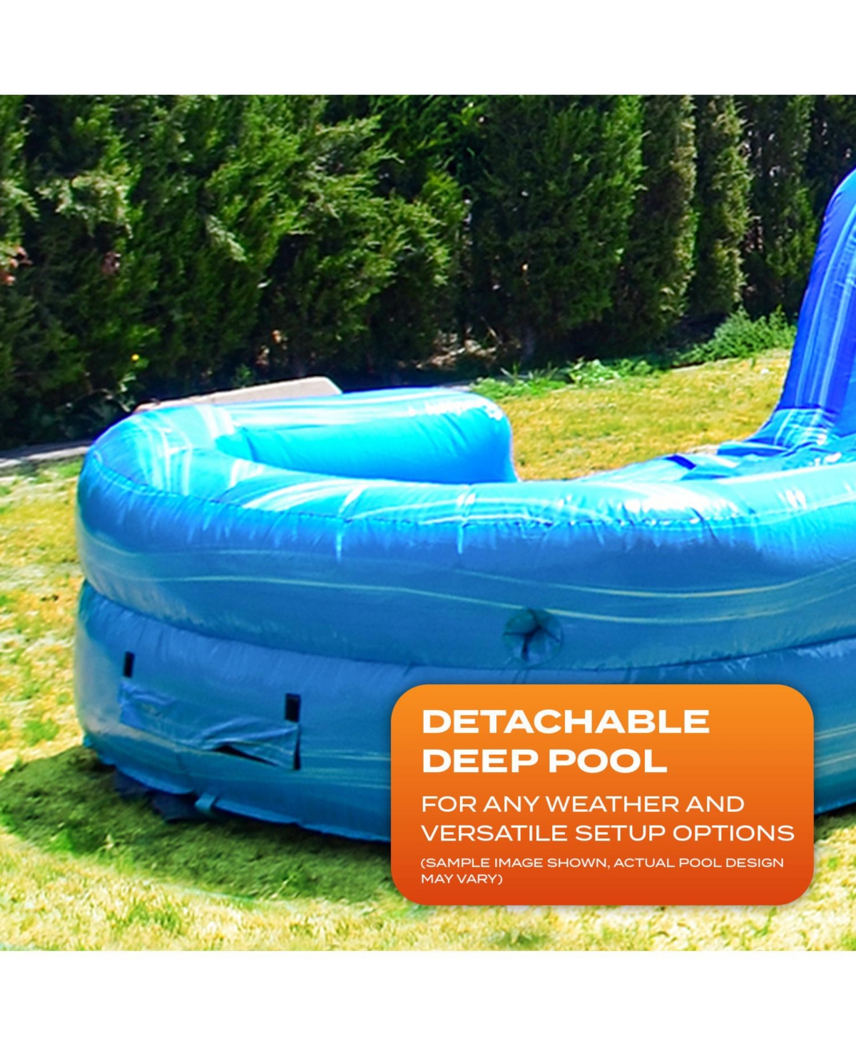 JumpOrange Dolphins Commercial Grade Inflatable Water Slide with Detachable Deep Pool for Kids and Adults (with Blower), Outdoor Indoor, Wet Dry Use,