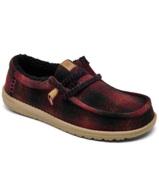 Hey Dude - Men's Wally Cozy Plaid Slip-On Casual Moccasin Sneakers from Finish Line