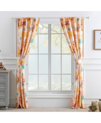 Greenland Home Fashion Cassidy Window Drapes for Bedroom/Living Room Curtain Panel Set - Peach 84x84"