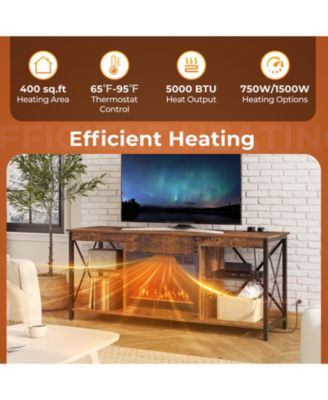 23 Inches 750W/1500W Electric Fireplace Heater with Alter Flame Color and Brightness