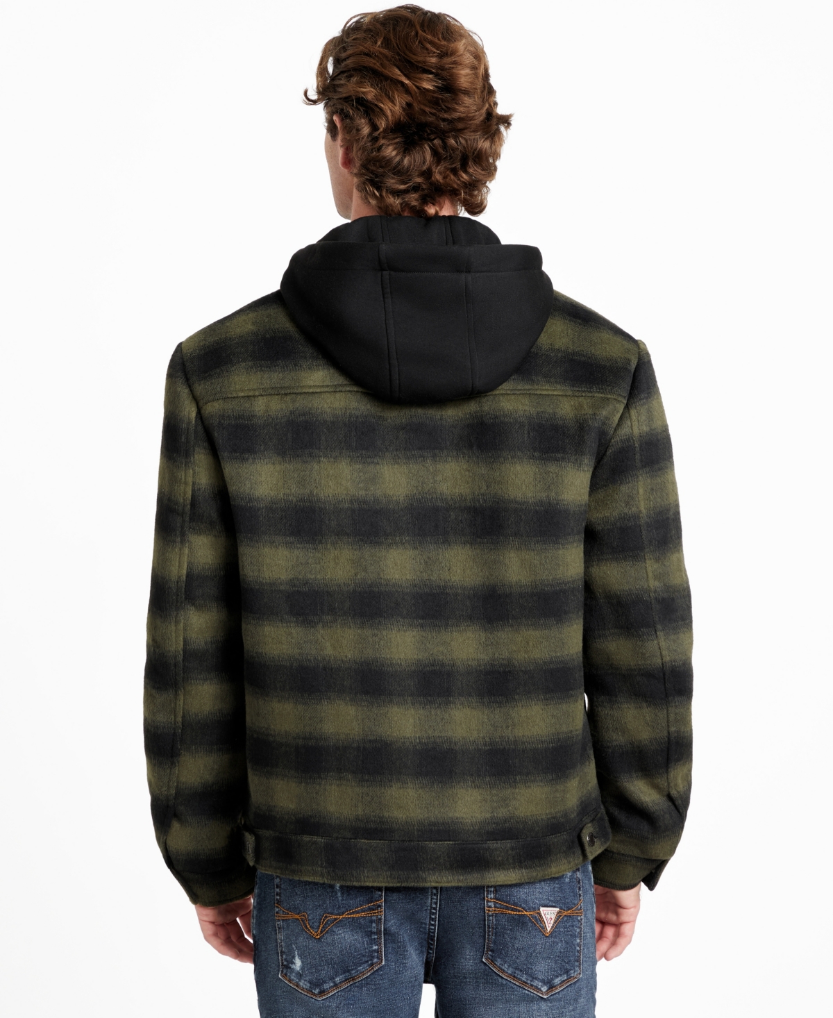 Guess Men's Long-sleeve Check Print Shirt Jacket In Animal Print