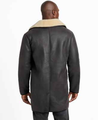 Men's Double Breasted Faux Leather Coat