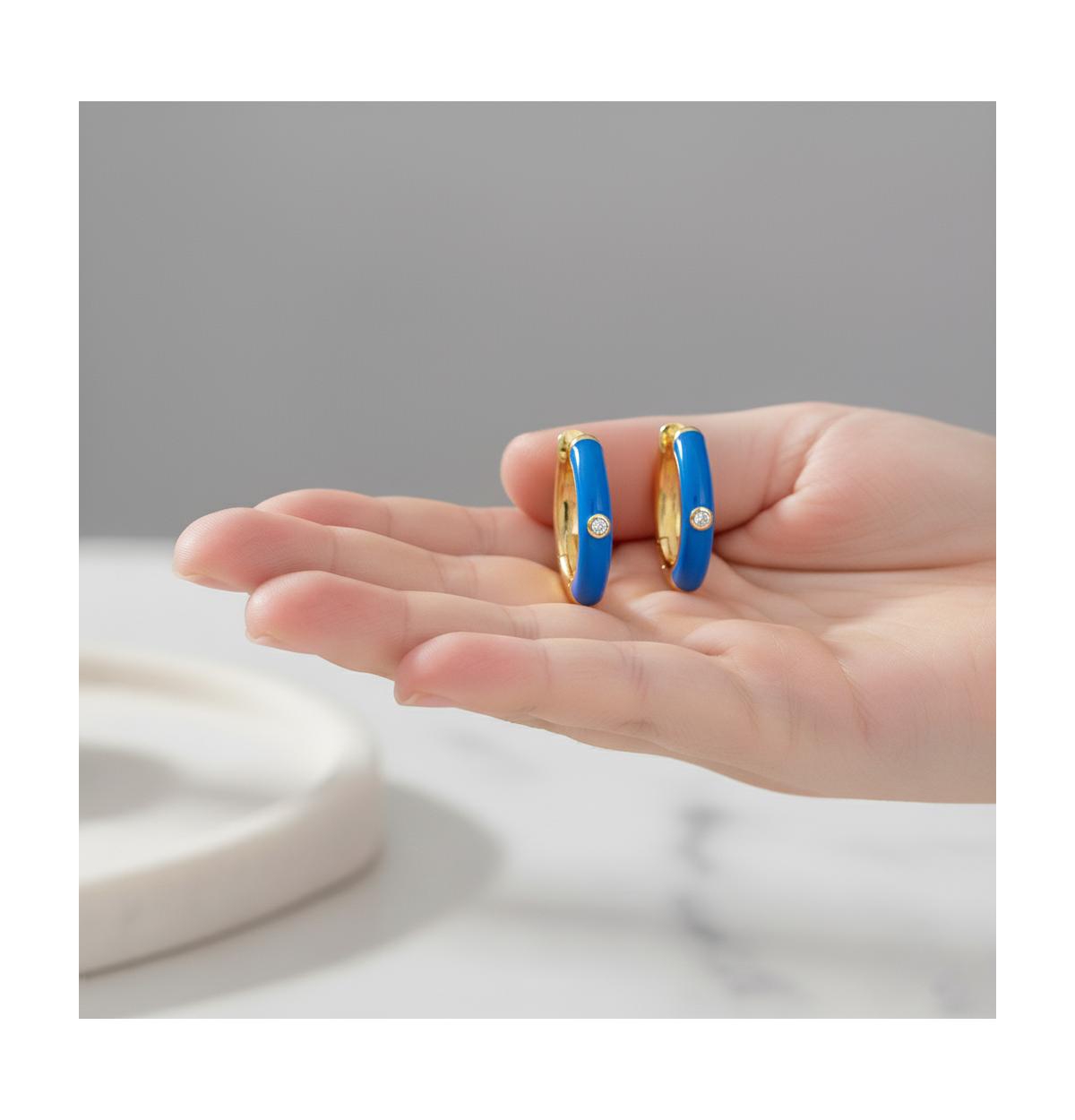 GiGiGirl Kid's 14k Gold Plated Enamel & Cubic Zirconia Hoop Earrings