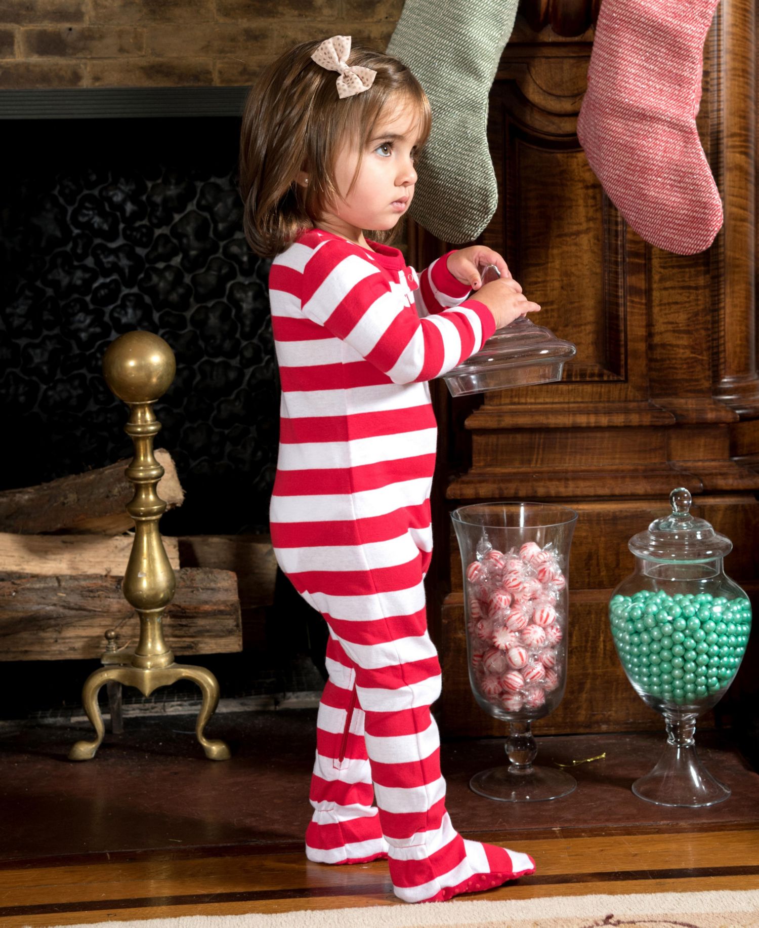 Baby Footed Cotton Striped Holiday Pajamas