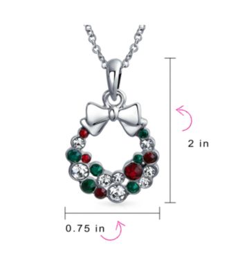 Fashion Sparkling Christmas Bow Crystal Holiday Pendant Necklace Plated
