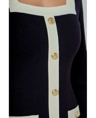 Women's Square Neck Knit Contrast Dress